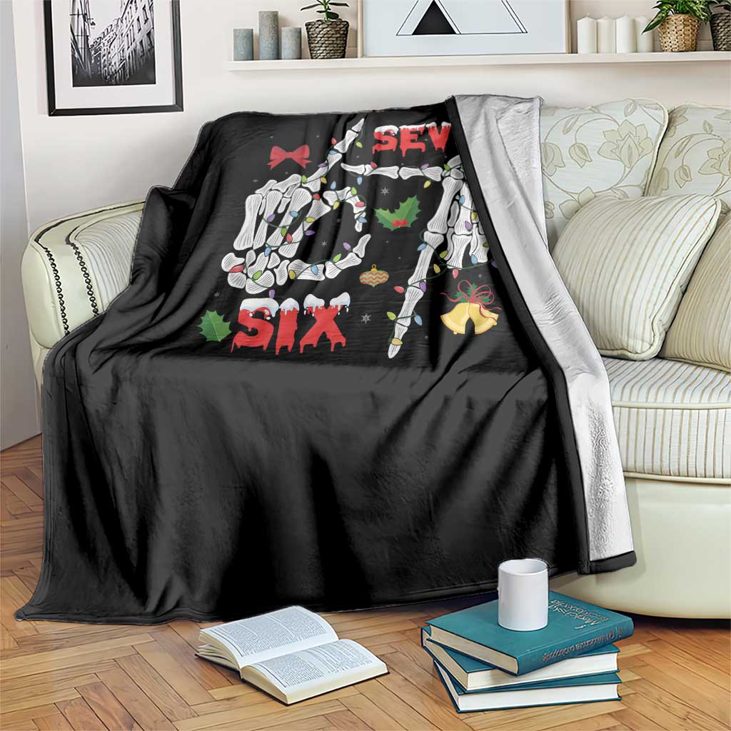 Six And Seven Meme Skeleton Throw Blanket Funny Trendy Christmas Party Gift TS12 Print Your Wear