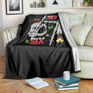 Six And Seven Meme Skeleton Throw Blanket Funny Trendy Christmas Party Gift TS12 Print Your Wear