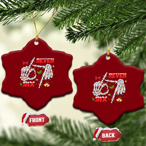 Six And Seven Meme Skeleton Ceramic Ornament Funny Trendy Xmas Party Gift TS12 Print Your Wear