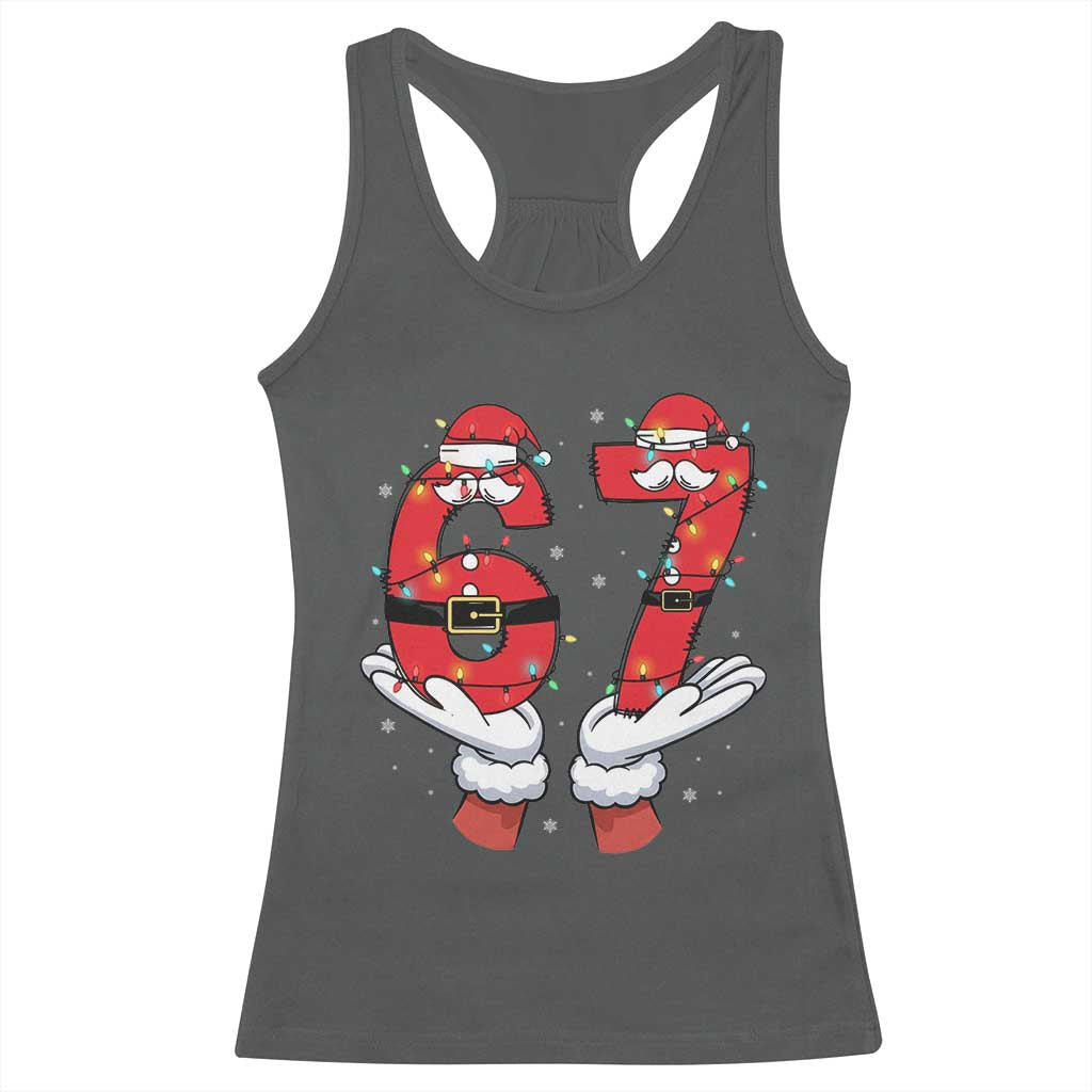 Funny 67 Meme Racerback Tank Top Funny Christmas Party Holiday Gift TS12 Dark Heather Print Your Wear