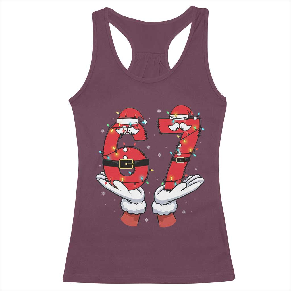 Funny 67 Meme Racerback Tank Top Funny Christmas Party Holiday Gift TS12 Maroon Print Your Wear