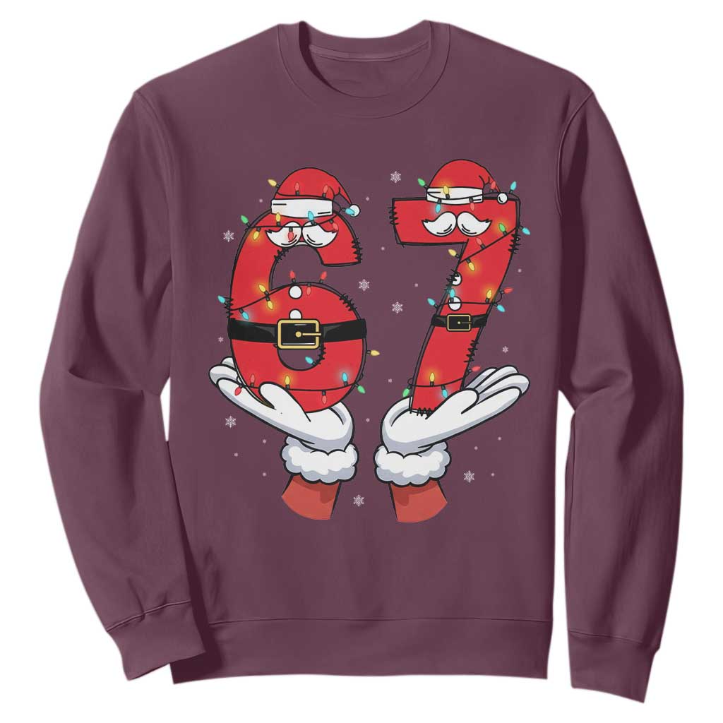 Funny 67 Meme Sweatshirt Christmas Party Holiday Gag Gift TS12 Maroon Print Your Wear