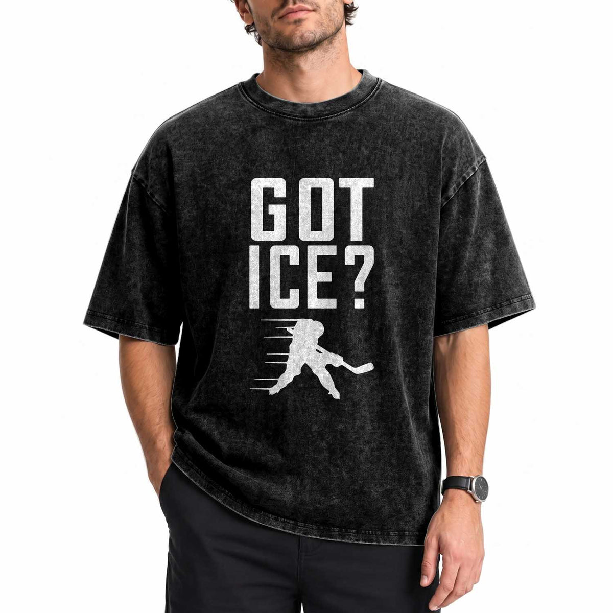 Got Ice Washed Cotton T-Shirt Funny Youth Ice Hockey Gift