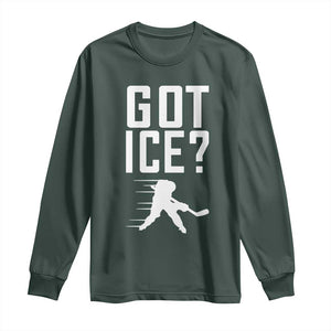 Got Ice Long Sleeve Shirt Funny Youth Ice Hockey Gift TS12 Dark Forest Green Print Your Wear