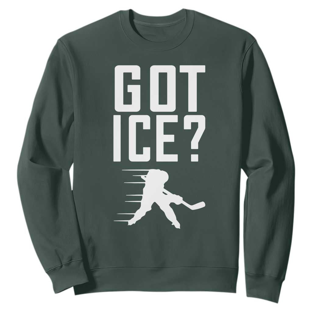 Got Ice Sweatshirt Funny Youth Ice Hockey Gift TS12 Dark Forest Green Print Your Wear