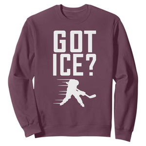 Got Ice Sweatshirt Funny Youth Ice Hockey Gift TS12 Maroon Print Your Wear
