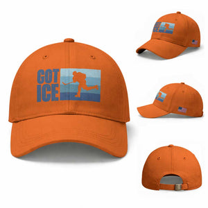 Got Ice Baseball Cap Ocean Blue Retro Ice Hockey Sport Lover Gift TS12 Baseball Cap Universal Fit Orange Print Your Wear