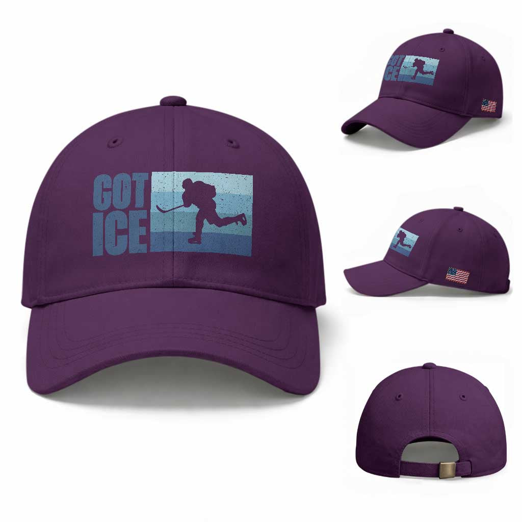 Got Ice Baseball Cap Ocean Blue Retro Ice Hockey Sport Lover Gift TS12 Baseball Cap Universal Fit Purple Print Your Wear