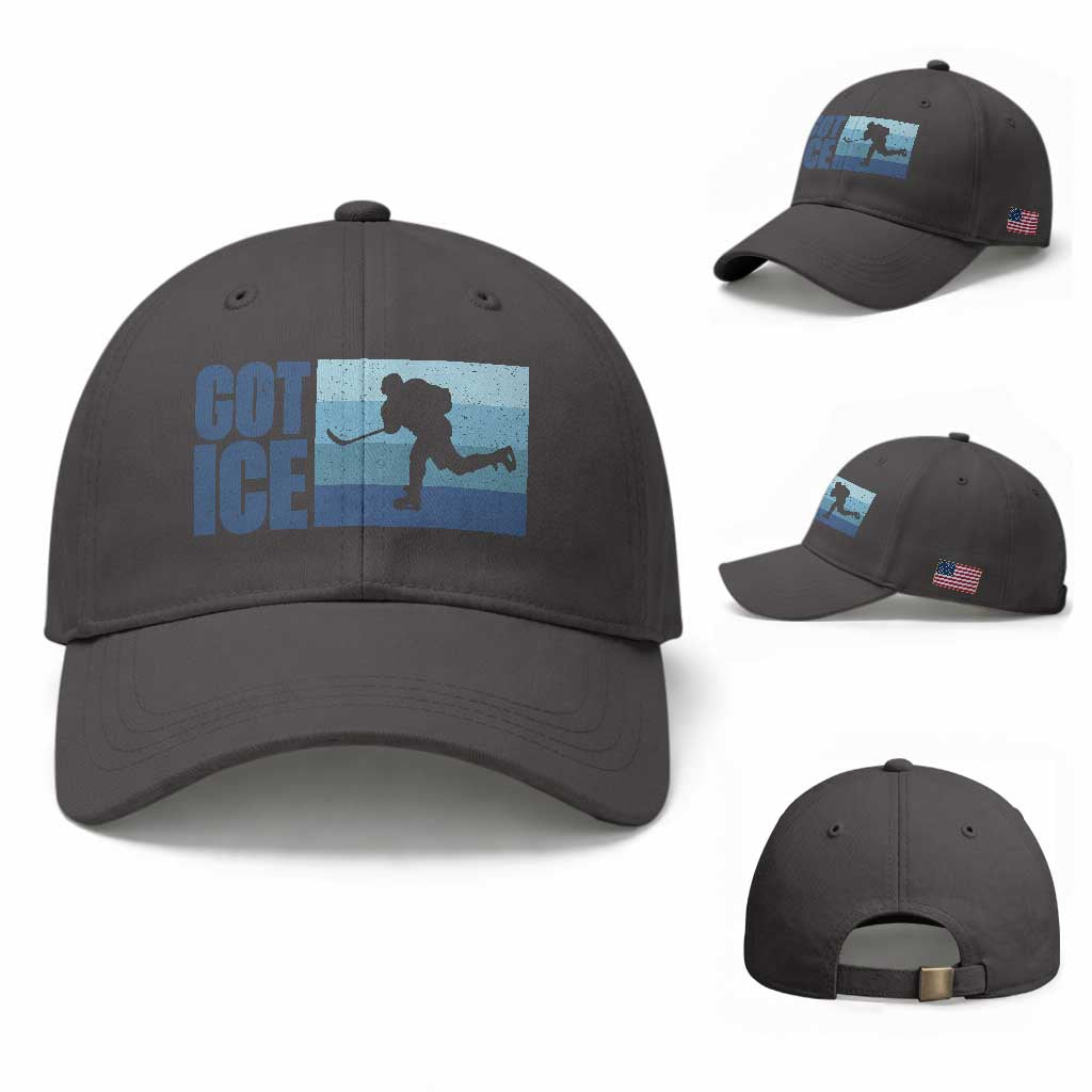 Got Ice Baseball Cap Ocean Blue Retro Ice Hockey Sport Lover Gift TS12 Baseball Cap Universal Fit Dark Gray Print Your Wear