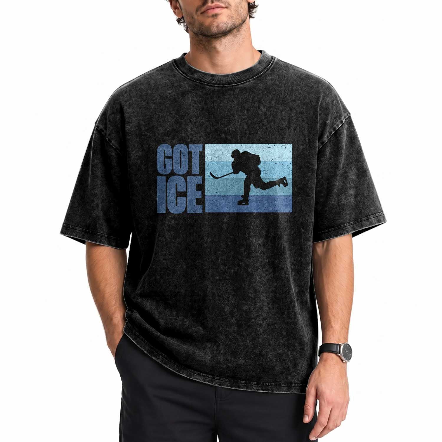 Got Ice Washed Cotton T-Shirt Ocean Blue Retro Ice Hockey Sport Lover Gift