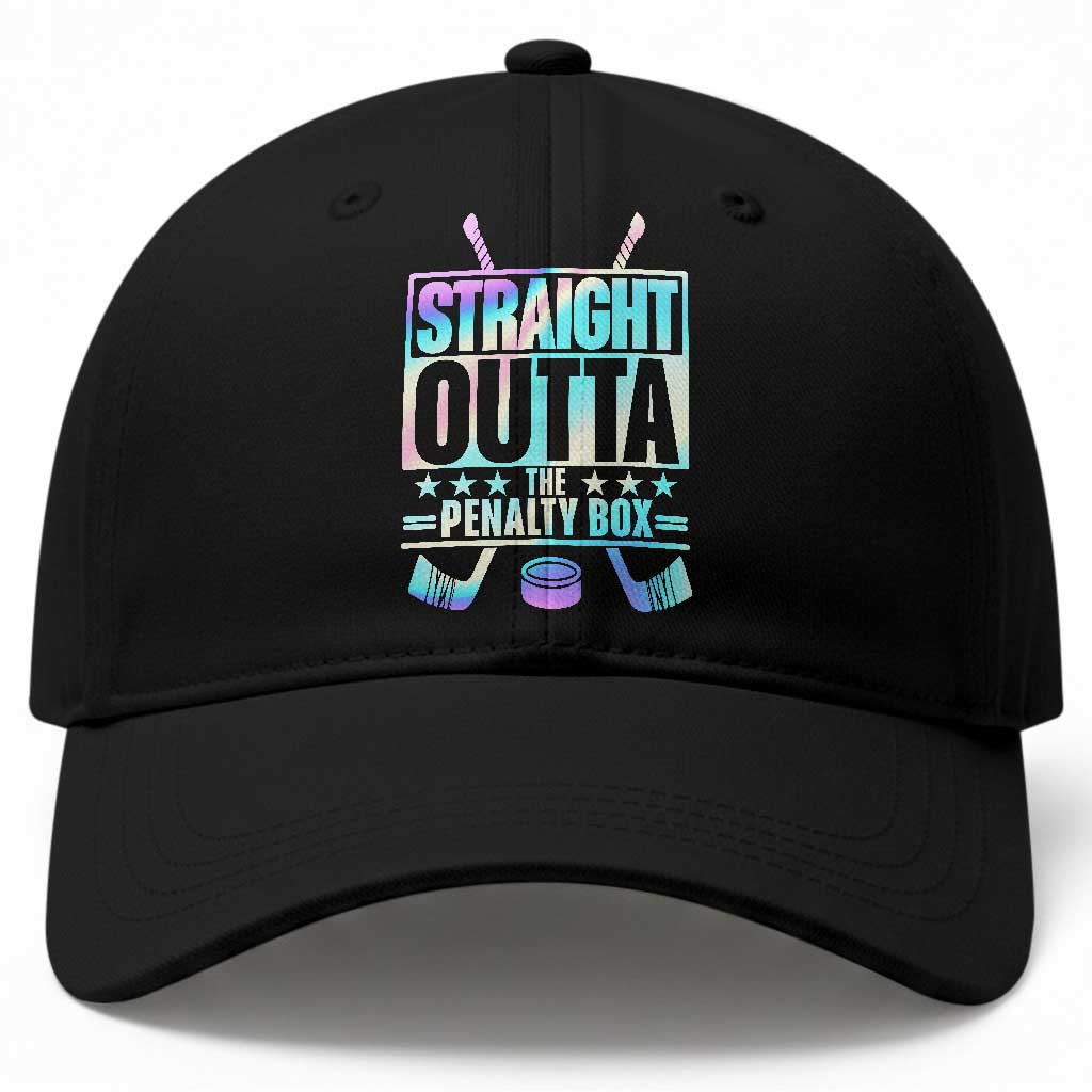 Straight Outta The Penalty Box Baseball Cap Iridescent Effect Hockey Player Gift TS12 Print Your Wear