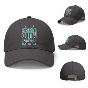 Straight Outta The Penalty Box Baseball Cap Iridescent Effect Hockey Player Gift TS12 Baseball Cap Universal Fit Dark Gray Print Your Wear