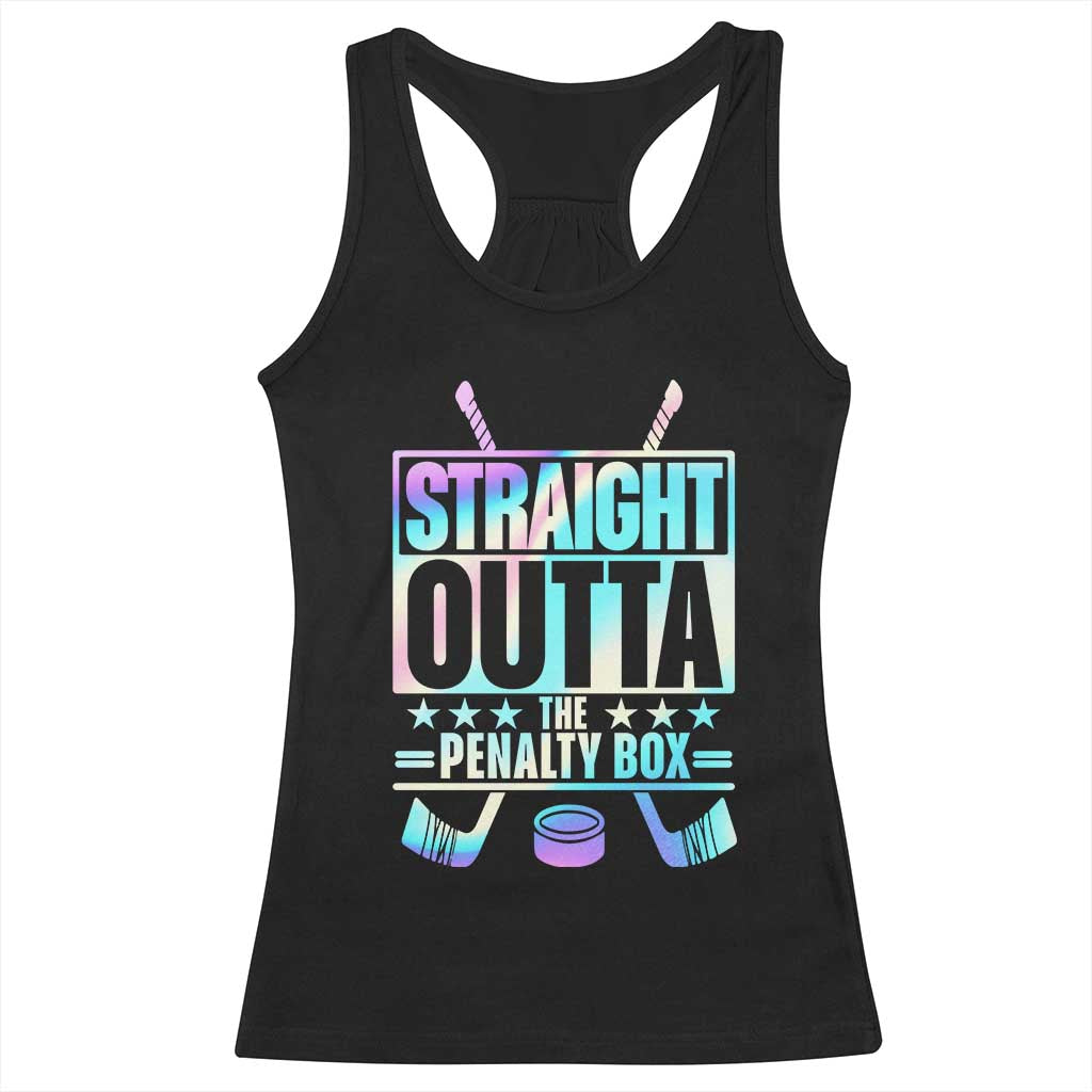 Straight Outta The Penalty Box Racerback Tank Top Iridescent Effect Hockey Player Gift TS12 Black Print Your Wear