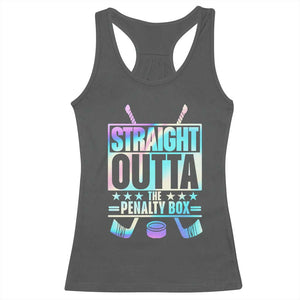 Straight Outta The Penalty Box Racerback Tank Top Iridescent Effect Hockey Player Gift TS12 Dark Heather Print Your Wear