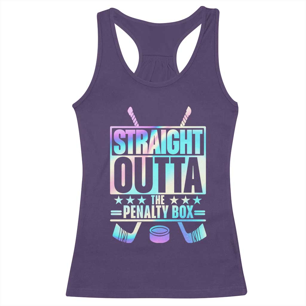 Straight Outta The Penalty Box Racerback Tank Top Iridescent Effect Hockey Player Gift TS12 Purple Print Your Wear