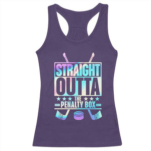 Straight Outta The Penalty Box Racerback Tank Top Iridescent Effect Hockey Player Gift TS12 Purple Print Your Wear
