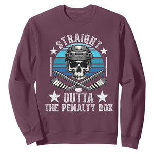 Straight Outta The Penalty Box Hockey Sweatshirt Funny Skull Player Gift TS12 Maroon Print Your Wear