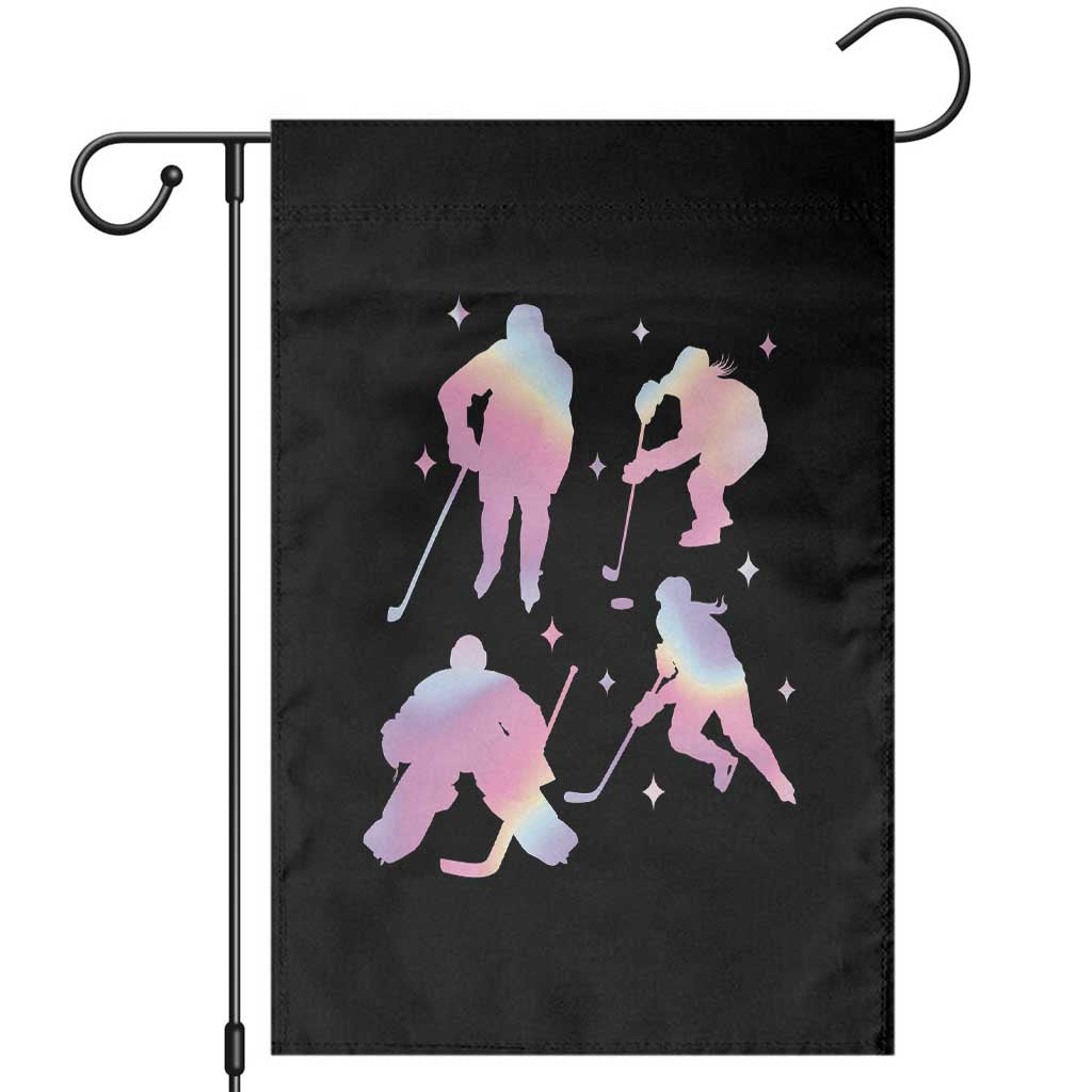 Iridescent Effect Hockey Players Retro Sport Lover Gift Garden Flag TS12 Black Print Your Wear