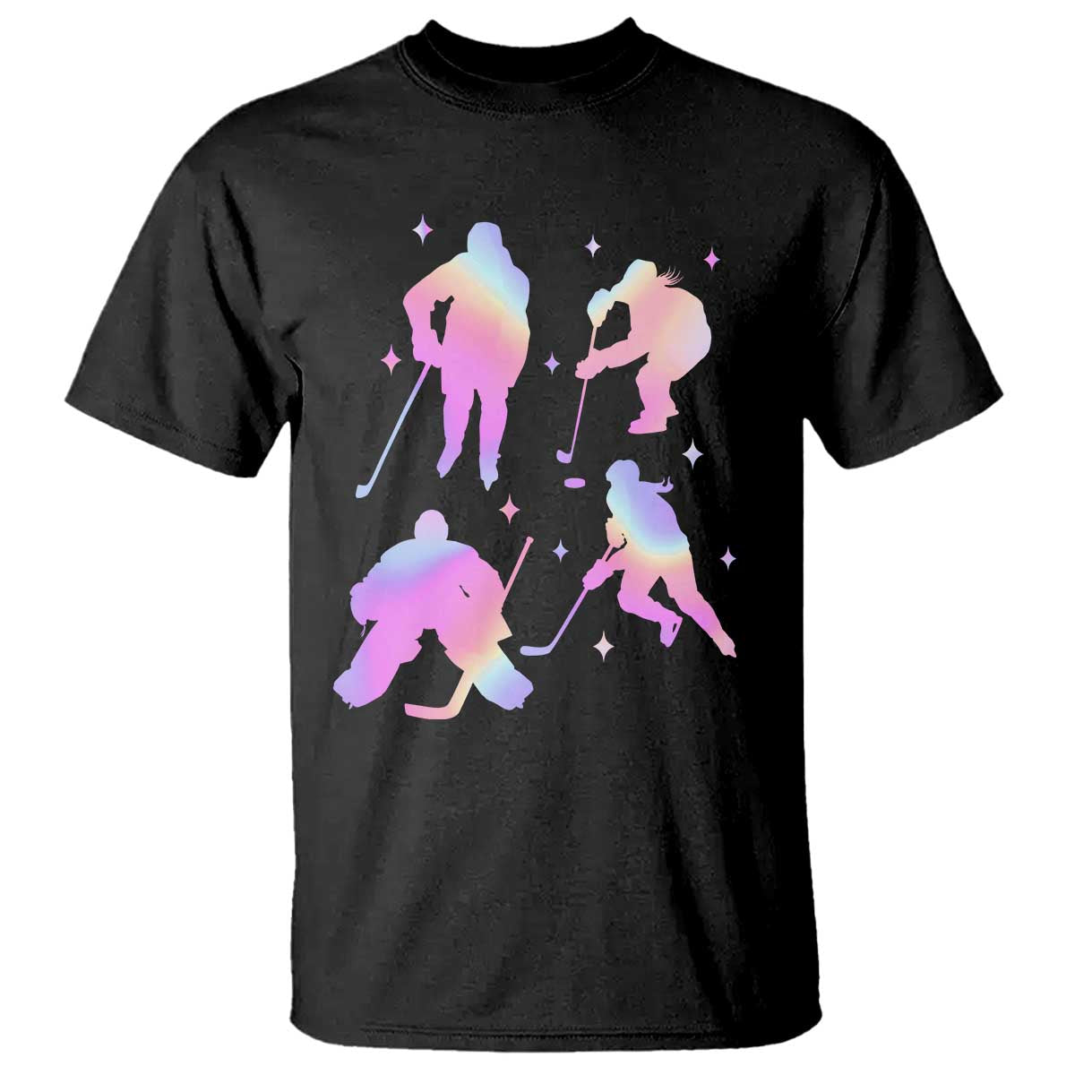 Iridescent Effect Hockey Players Retro Sport Lover Gift T Shirt TS12 Black Print Your Wear