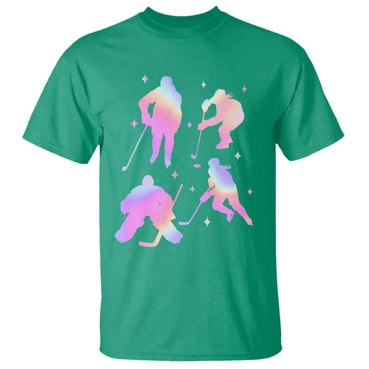 Iridescent Effect Hockey Players Retro Sport Lover Gift T Shirt TS12 Irish Green Print Your Wear