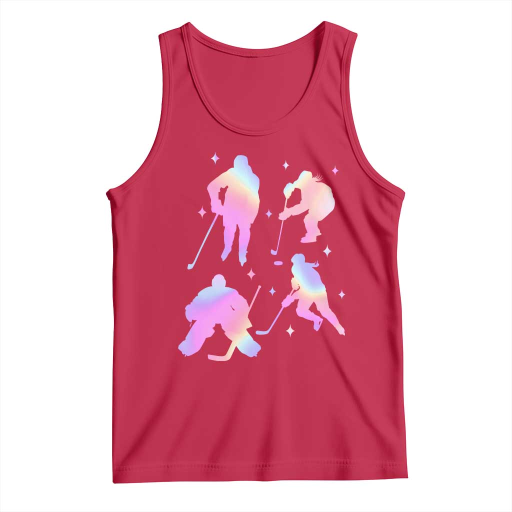 Iridescent Effect Hockey Players Retro Sport Lover Gift Tank Top TS12 Red Print Your Wear