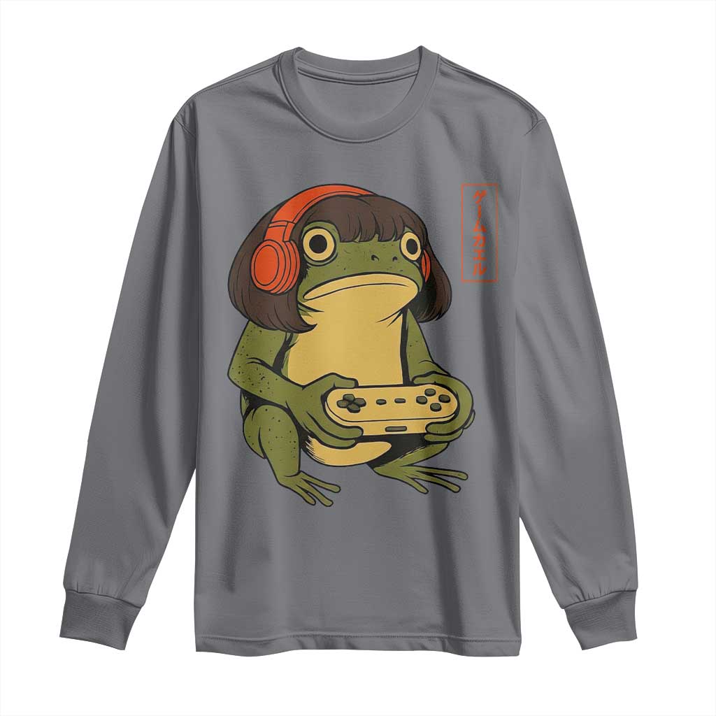 Funny Frog Bob Haircut Gamer Meme Long Sleeve Shirt Game Lover TS12 Charcoal Print Your Wear