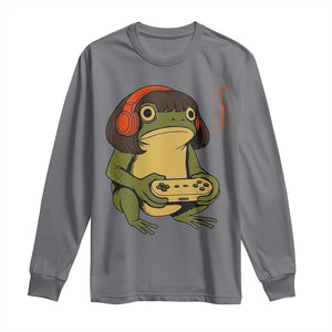 Funny Frog Bob Haircut Gamer Meme Long Sleeve Shirt Game Lover TS12 Charcoal Print Your Wear