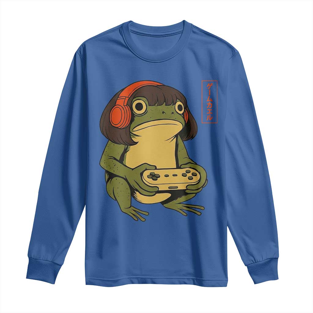Funny Frog Bob Haircut Gamer Meme Long Sleeve Shirt Game Lover TS12 Royal Blue Print Your Wear