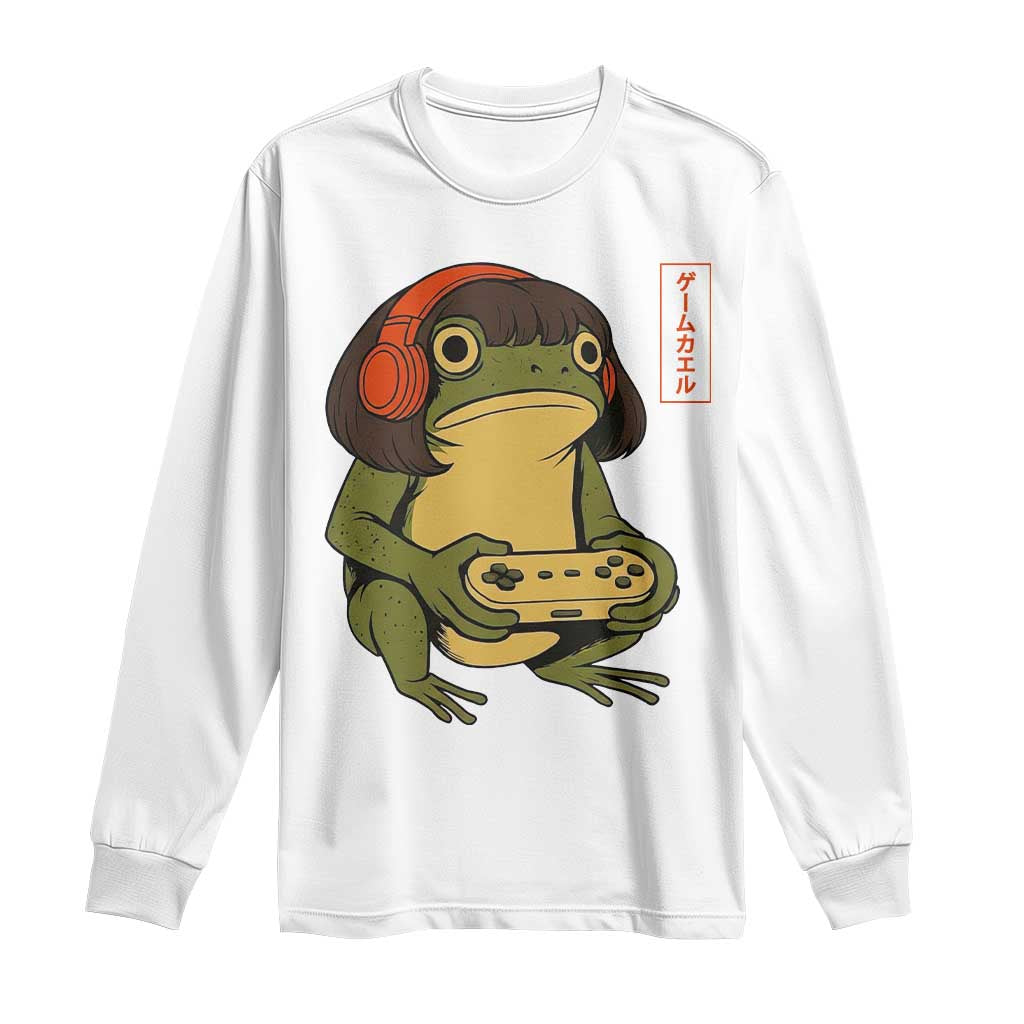Funny Frog Bob Haircut Gamer Meme Long Sleeve Shirt Game Lover TS12 White Print Your Wear
