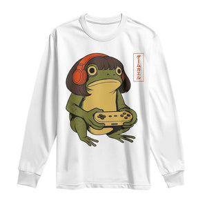 Funny Frog Bob Haircut Gamer Meme Long Sleeve Shirt Game Lover TS12 White Print Your Wear