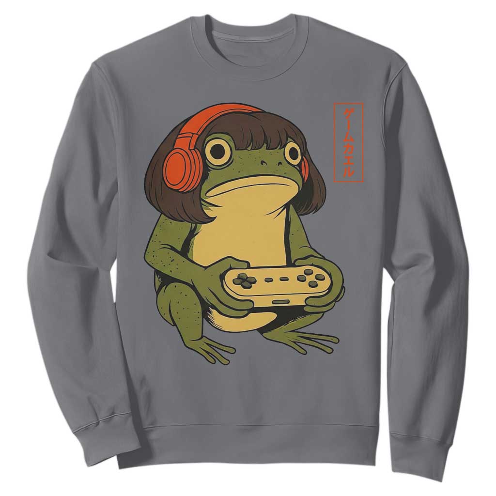 Funny Frog Bob Haircut Gamer Meme Sweatshirt Game Lover TS12 Charcoal Print Your Wear
