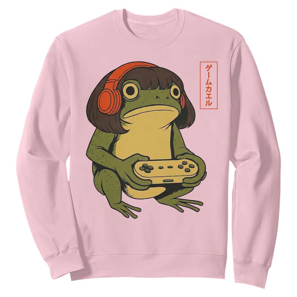 Funny Frog Bob Haircut Gamer Meme Sweatshirt Game Lover TS12 Light Pink Print Your Wear