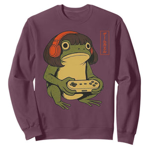 Funny Frog Bob Haircut Gamer Meme Sweatshirt Game Lover TS12 Maroon Print Your Wear