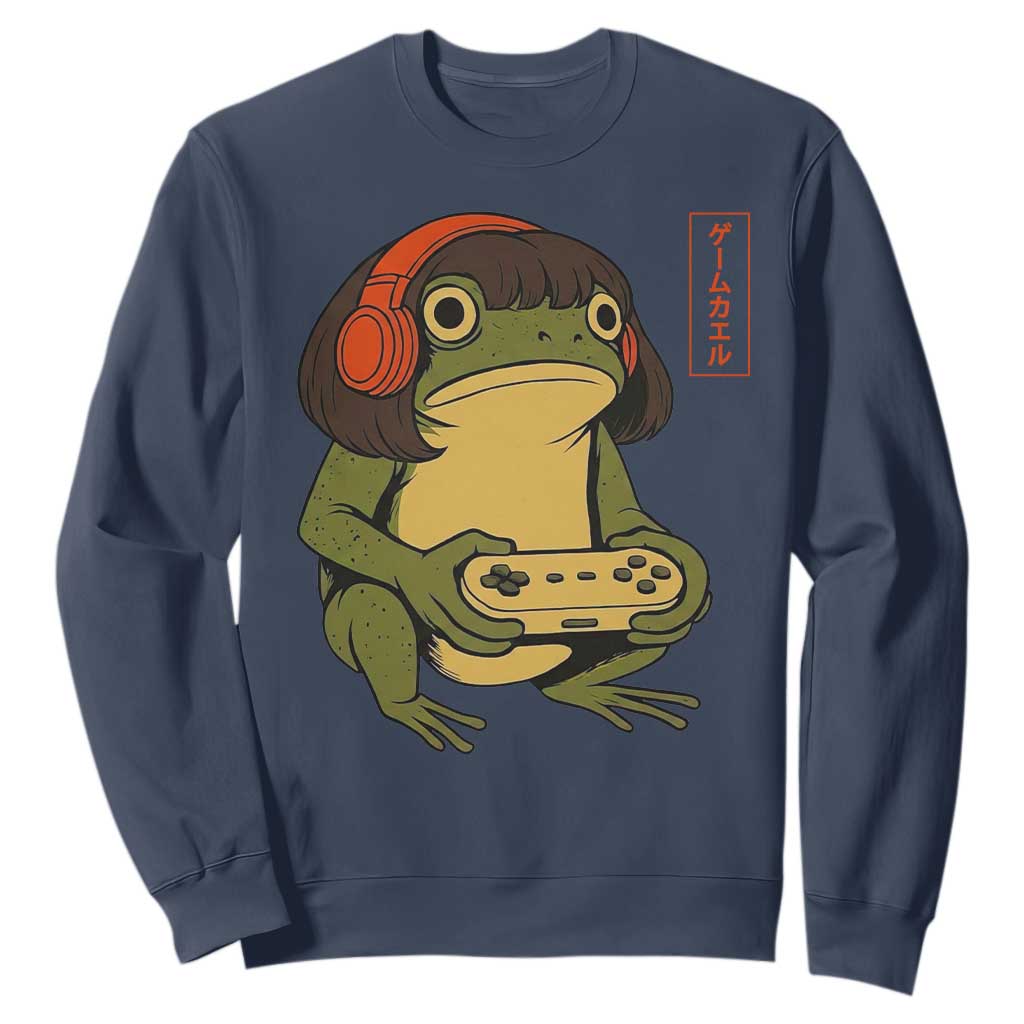 Funny Frog Bob Haircut Gamer Meme Sweatshirt Game Lover TS12 Navy Print Your Wear