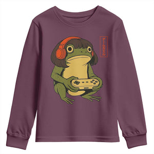Funny Frog Bob Haircut Gamer Meme Youth Sweatshirt Game Lover TS12 Maroon Print Your Wear