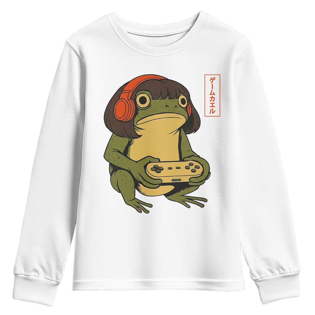 Funny Frog Bob Haircut Gamer Meme Youth Sweatshirt Game Lover TS12 White Print Your Wear