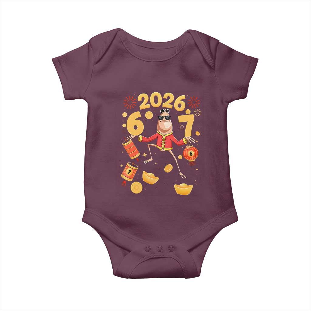 Funny Marcus The Worm Six Seven Meme Baby Onesie Lunar New Year 2026 Gift TS12 Maroon Print Your Wear