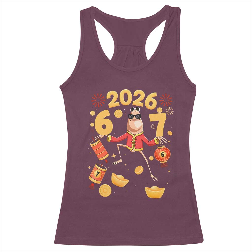 Funny Marcus The Worm Six Seven Meme Racerback Tank Top Lunar New Year 2026 Gift TS12 Maroon Print Your Wear