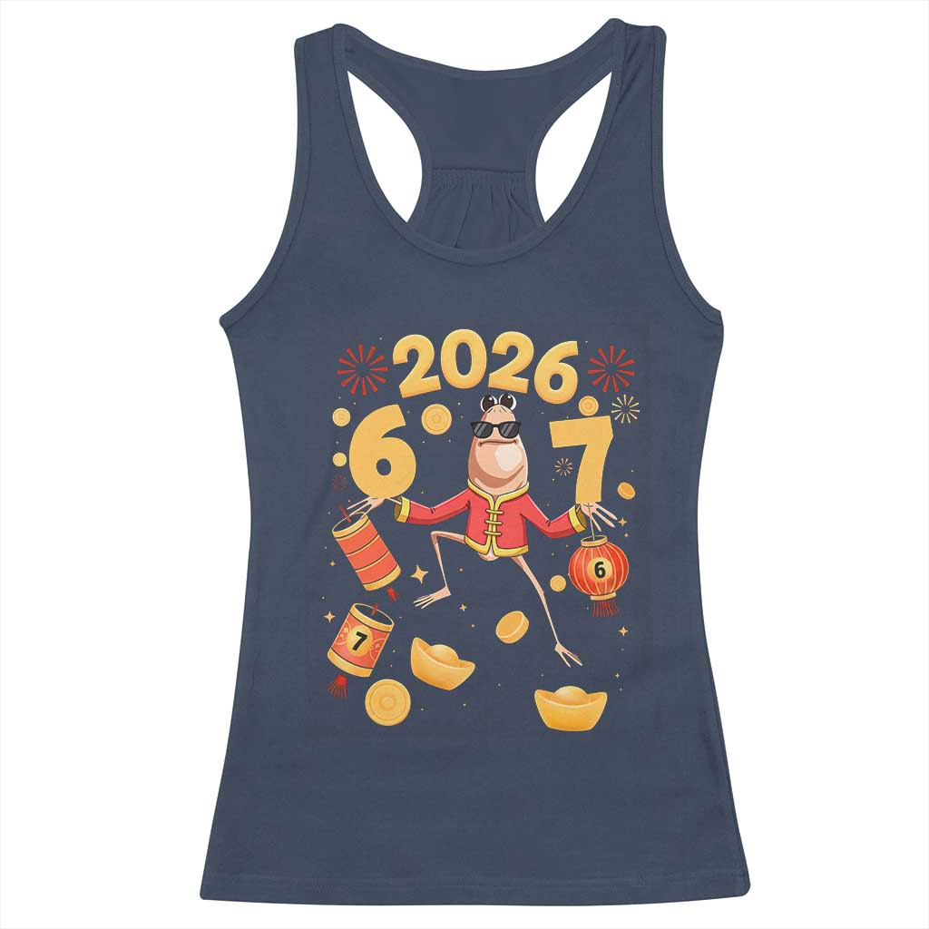 Funny Marcus The Worm Six Seven Meme Racerback Tank Top Lunar New Year 2026 Gift TS12 Navy Print Your Wear
