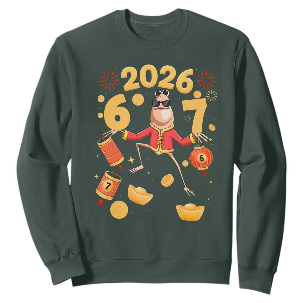Funny Marcus The Worm Six Seven Meme Sweatshirt Lunar New Year 2026 Gift TS12 Dark Forest Green Print Your Wear