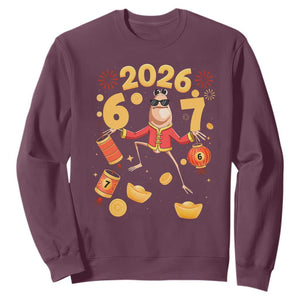 Funny Marcus The Worm Six Seven Meme Sweatshirt Lunar New Year 2026 Gift TS12 Maroon Print Your Wear