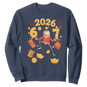 Funny Marcus The Worm Six Seven Meme Sweatshirt Lunar New Year 2026 Gift TS12 Navy Print Your Wear