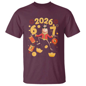 Funny Marcus The Worm Six Seven Meme T Shirt Lunar New Year 2026 Gift TS12 Maroon Print Your Wear