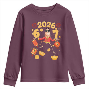 Funny Marcus The Worm Six Seven Meme Youth Sweatshirt Lunar New Year 2026 Gift TS12 Maroon Print Your Wear