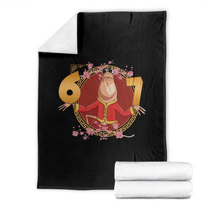 Funny Marcus The Worm Six Seven Lunar New Year Meme Throw Blanket TS12 Black Print Your Wear