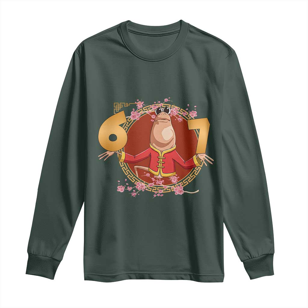 Funny Marcus The Worm Six Seven Lunar New Year Meme Long Sleeve Shirt TS12 Dark Forest Green Print Your Wear