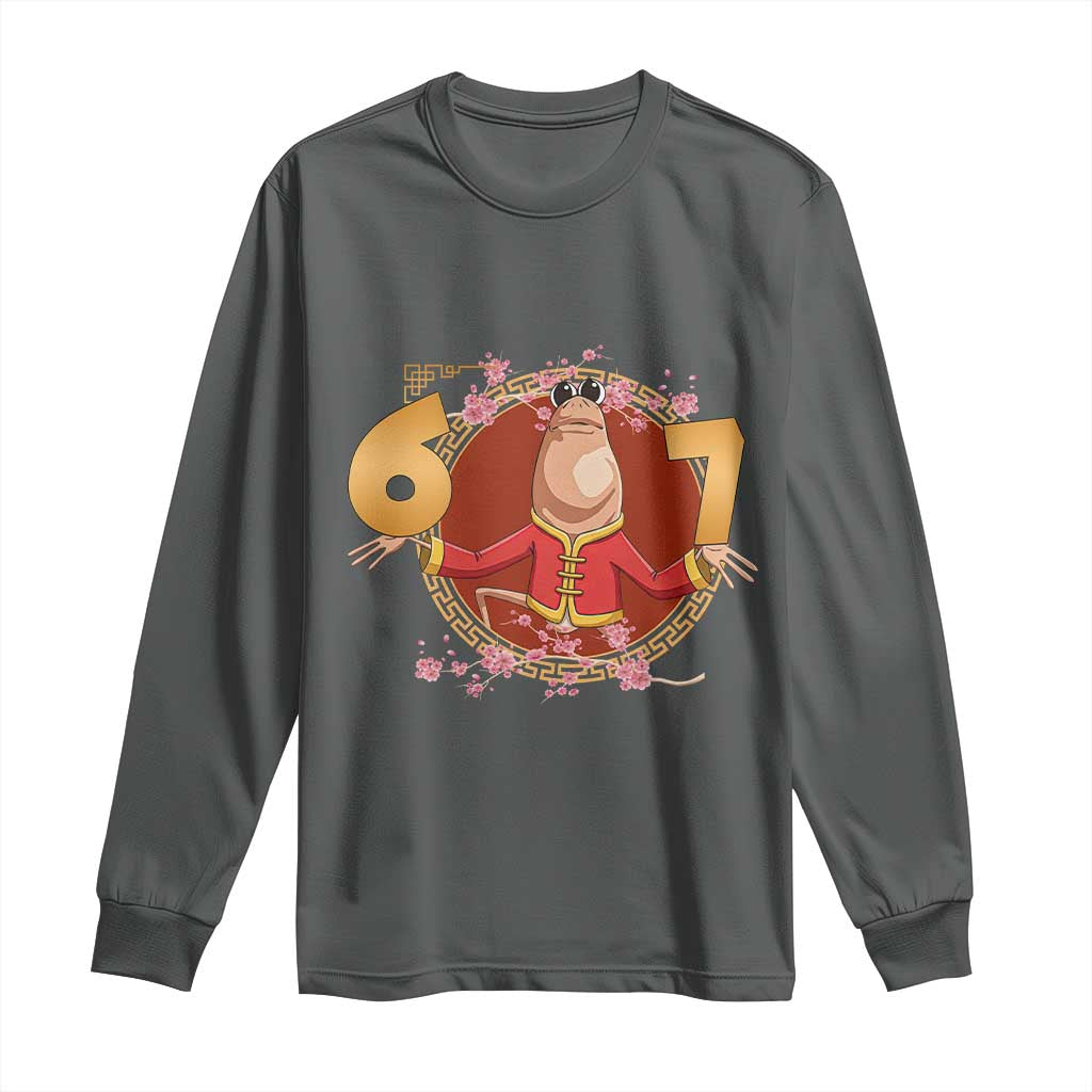 Funny Marcus The Worm Six Seven Lunar New Year Meme Long Sleeve Shirt TS12 Dark Heather Print Your Wear