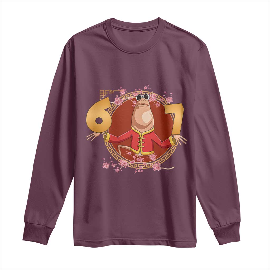 Funny Marcus The Worm Six Seven Lunar New Year Meme Long Sleeve Shirt TS12 Maroon Print Your Wear