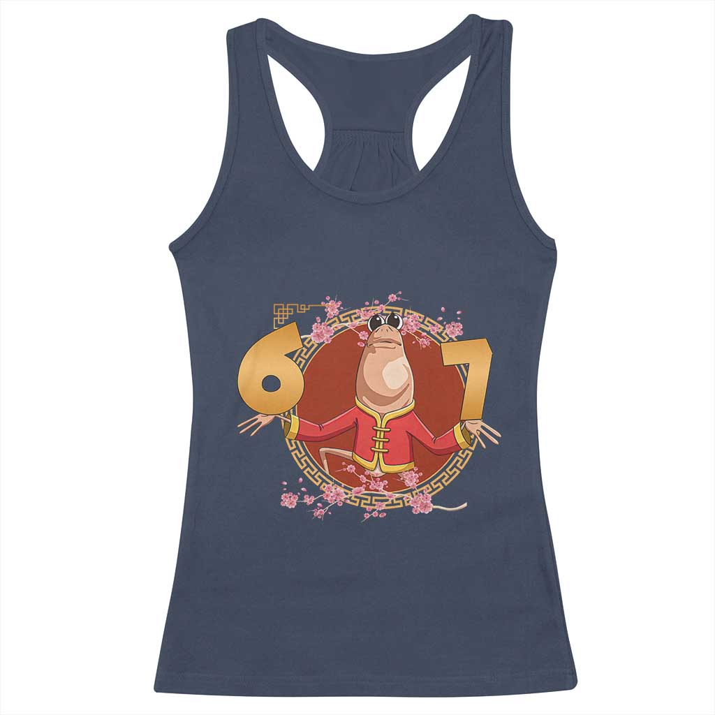 Funny Marcus The Worm Six Seven Lunar New Year Meme Racerback Tank Top TS12 Navy Print Your Wear
