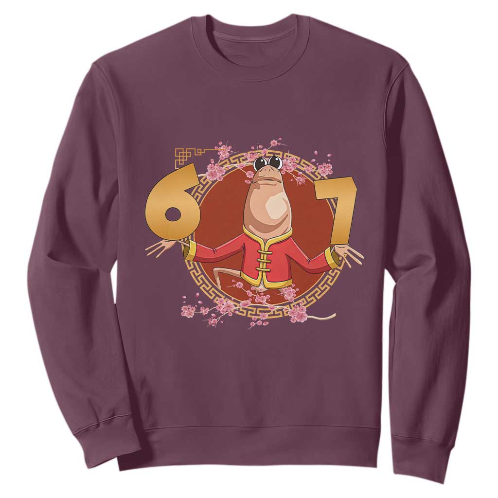 Funny Marcus The Worm Six Seven Lunar New Year Meme Sweatshirt TS12 Maroon Print Your Wear